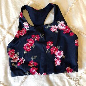 GapFit Eclipse Blackout Sports Bra Racerback Floral Print - Size S